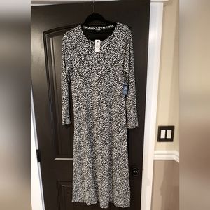 NWT Express Black and White Long Sleeve Dress, Size L
